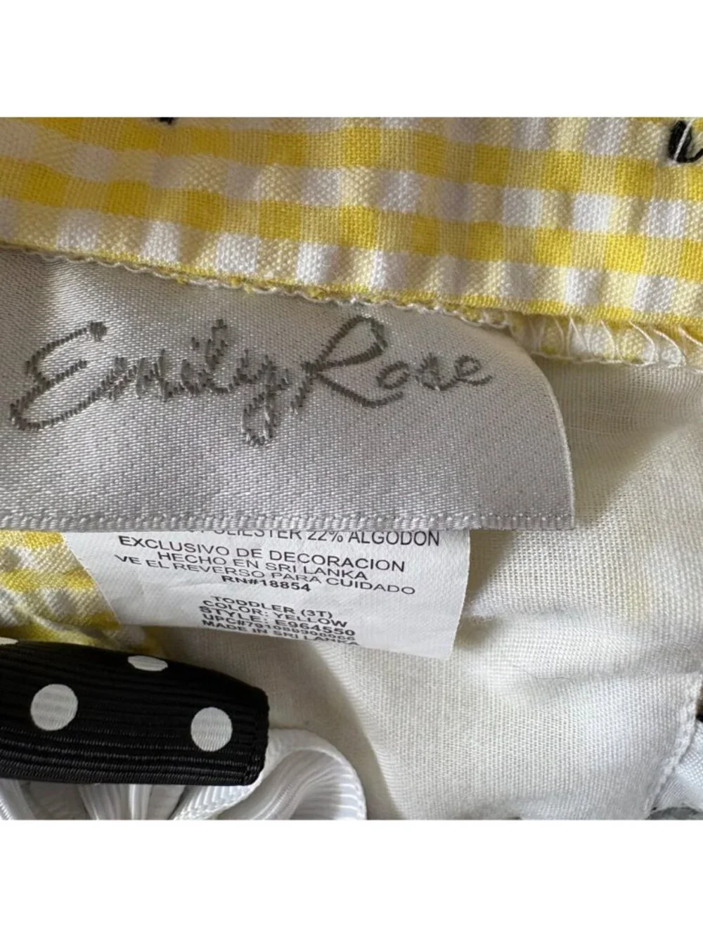 Emily Rose Dress 3T Bumble Bee Embroidered Yellow White Stripes Polka Dots
